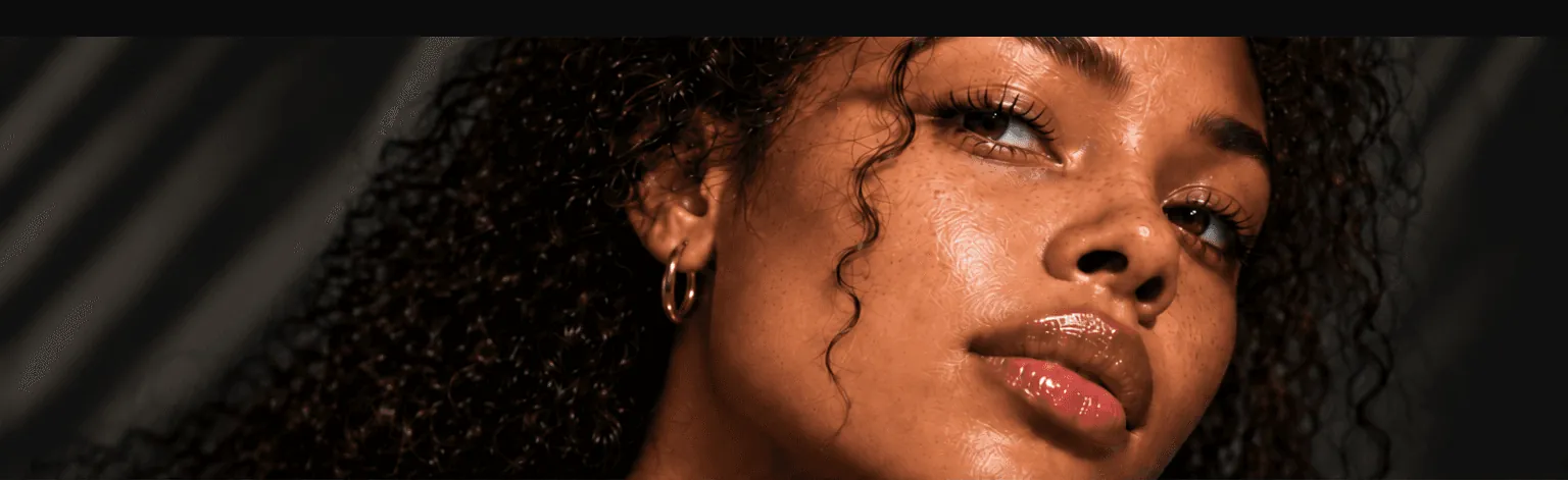 Close portrait of a person with visible natural skin texture