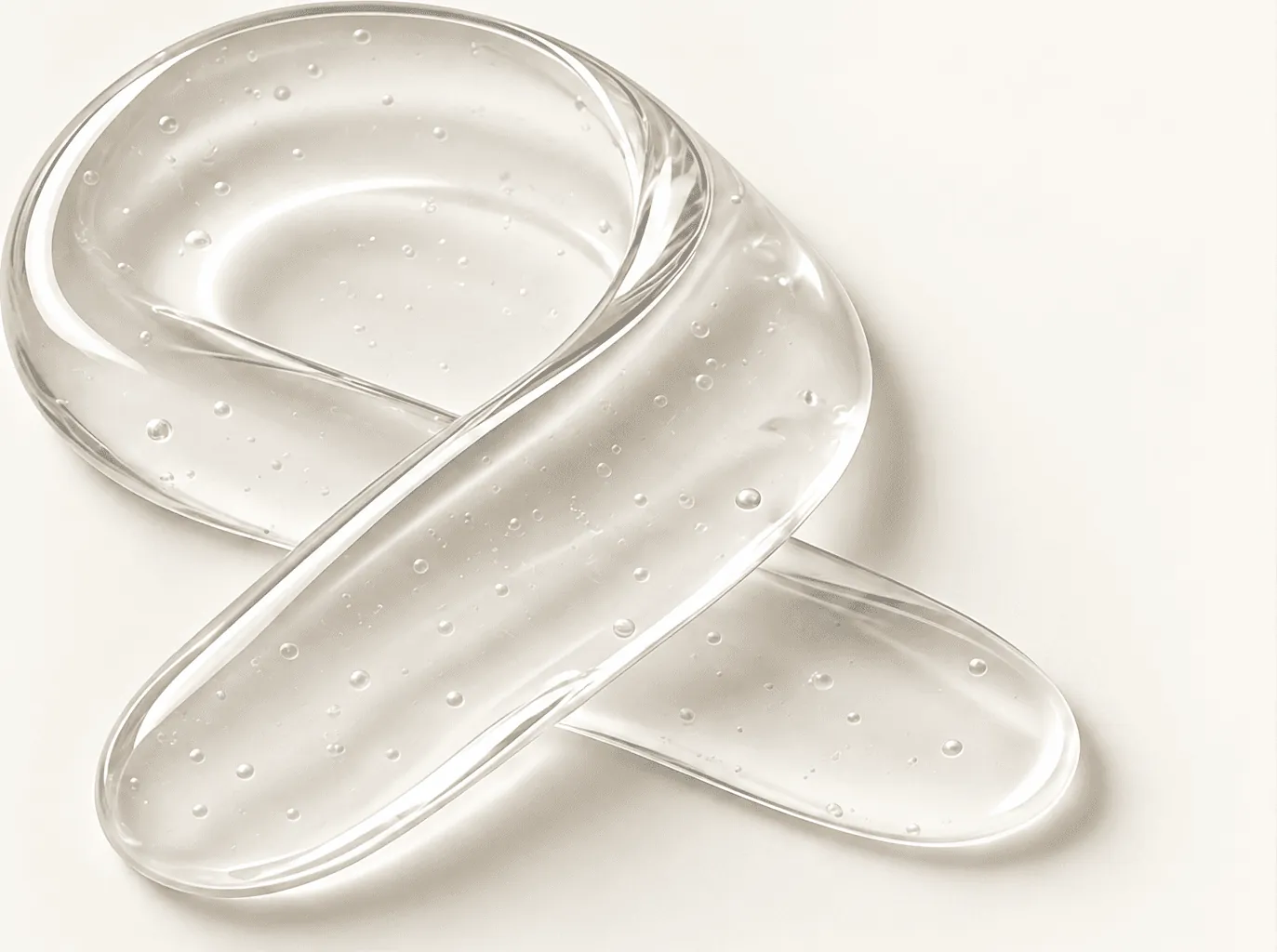 Clear hydrating gel texture arranged in soft translucent folds