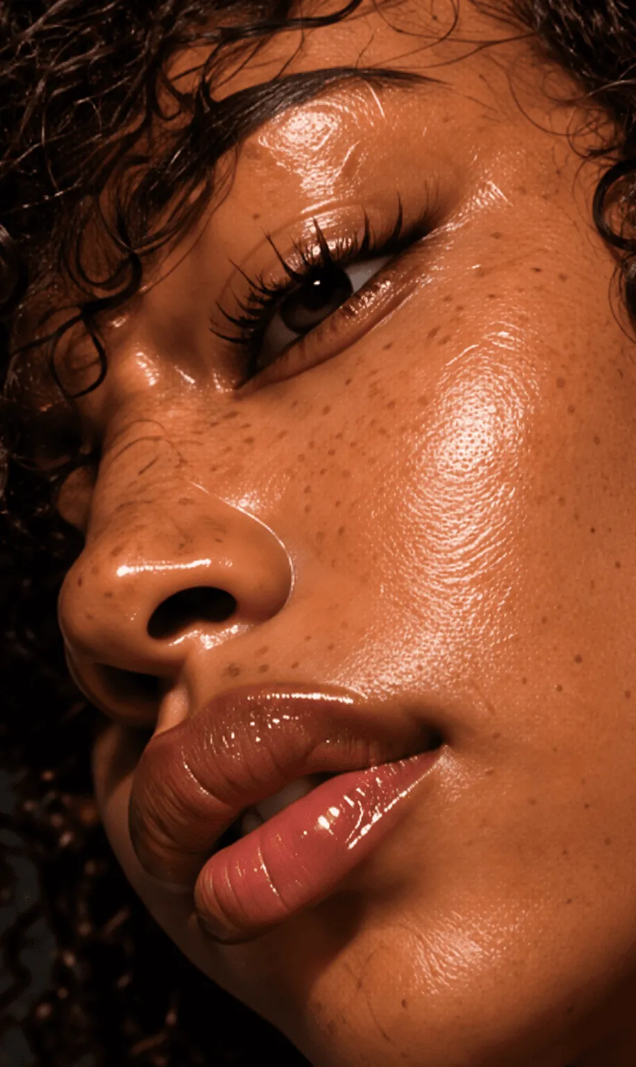 Close portrait showing natural skin texture
