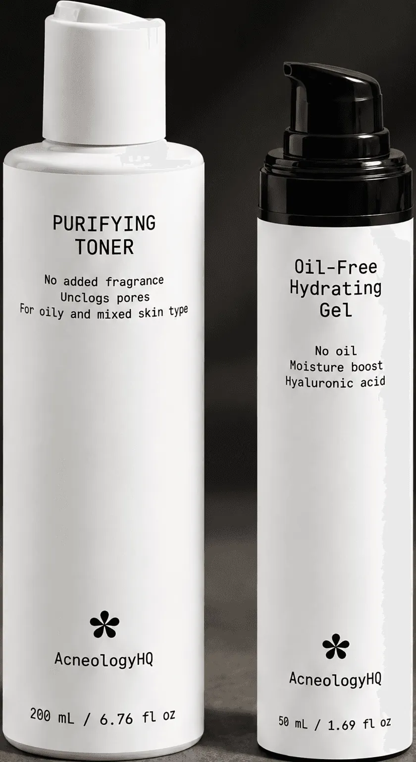 Purifying Toner and Oil-Free Hydrating Gel bottles