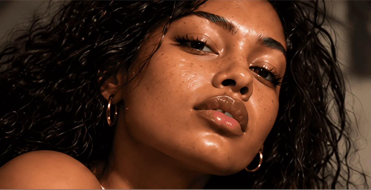 Editorial portrait showing natural skin texture