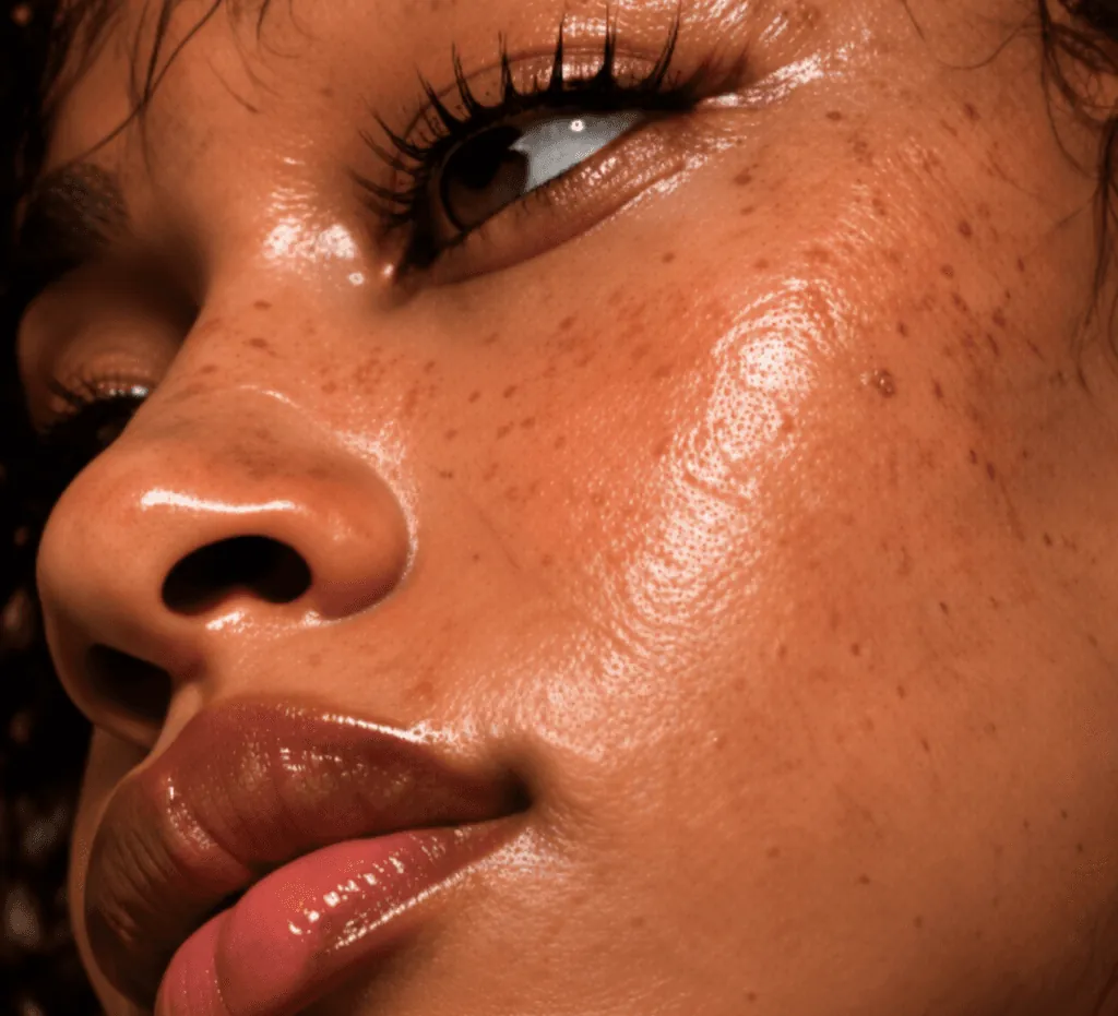 Close view of cheek skin