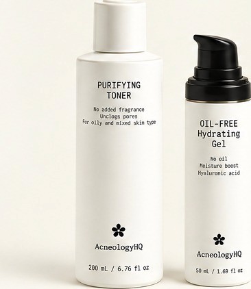 Purifying Toner and Oil-Free Hydrating Gel displayed side by side