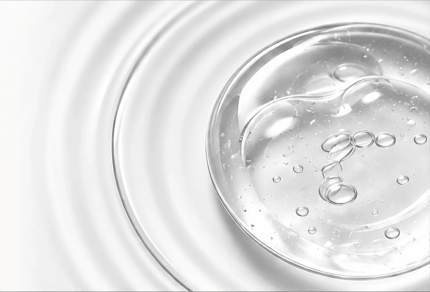 Clear hydrating gel surrounded by circular ripples